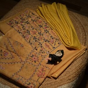 Yellow gold unstitched dress